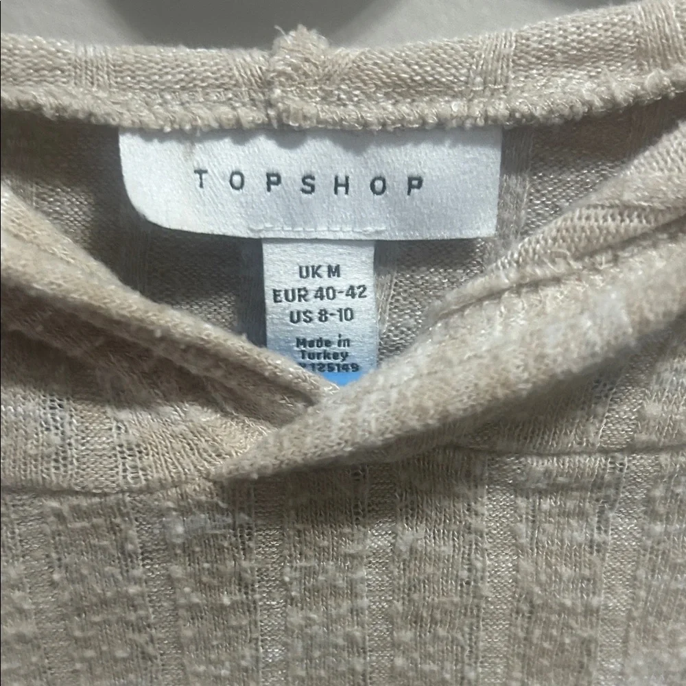 Topshop Beige Ribbed Hoodie - Picture 2 of 7